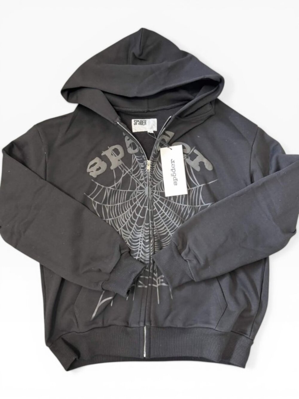 Sp5der "OG Web" V2 Black Zip Up Hoodie